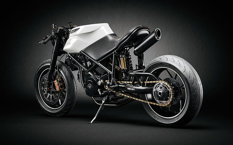 Ducati Custom, Cafe Fighter, rear view, luxury motorcycle, Italian sports bikes, Ducati, HD wallpaper