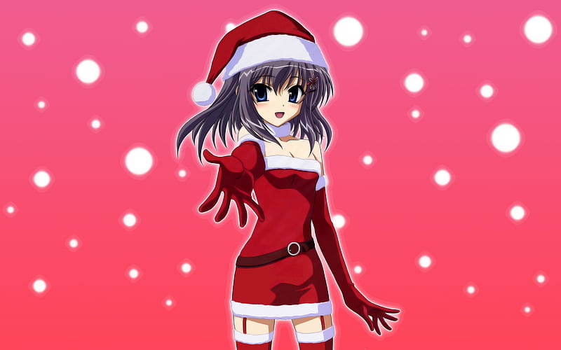 Lets Have a Very Merry Christmas, santa, girl, christmas, anime, hot,  akaneiro ni somaru saka, HD wallpaper | Peakpx