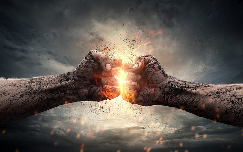 confrontation, hands, fists, fight, anger, HD wallpaper