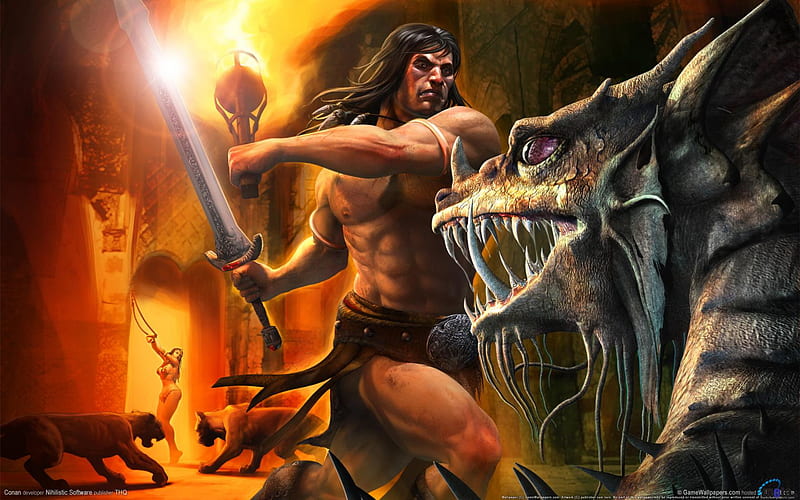 Conan, barbarian, epic, warrior, cgi, ancient, game, HD wallpaper
