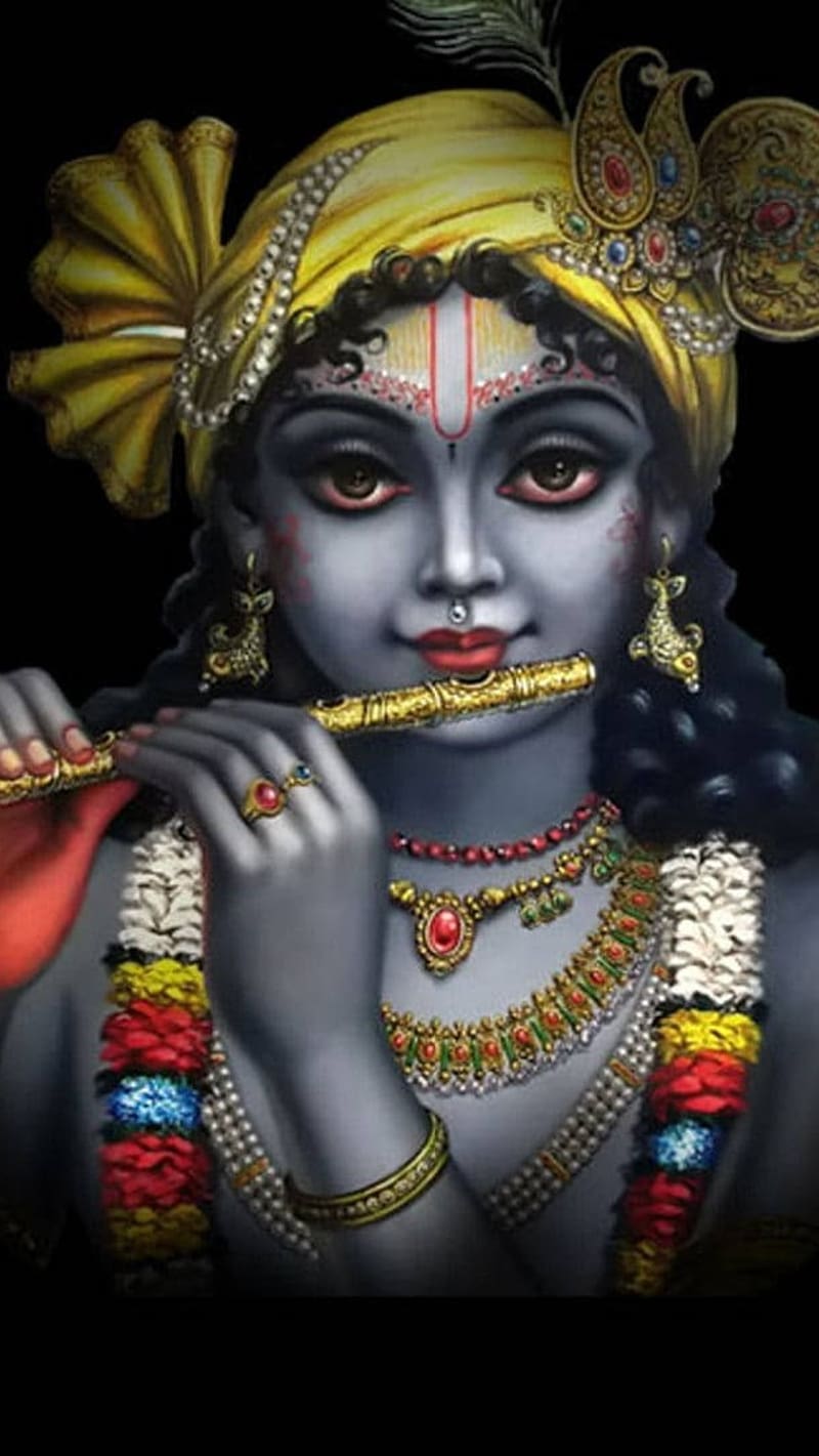 Jay Shri Krishna, black bg, lord, god, HD phone wallpaper | Peakpx