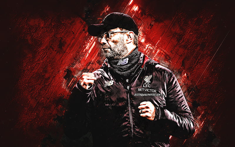 Jurgen Klopp, portrait, Liverpool FC, German coach, red creative background, football, HD wallpaper