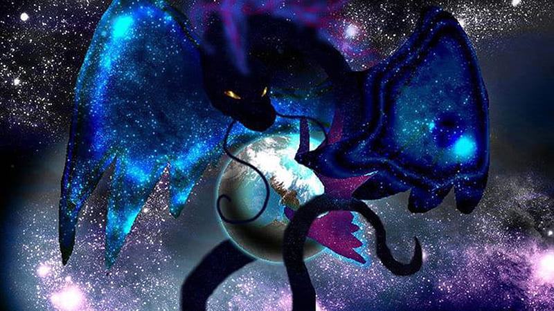 Yellow Eyes Fantasy Dragon On Moon Starry Sky Background Dragon, HD wallpaper