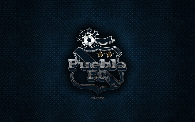Puebla FC, Mexican football club, blue metal texture, metal logo, emblem, Puebla de Zaragoza, Mexico, Liga MX, creative art, football, Club Puebla, HD wallpaper