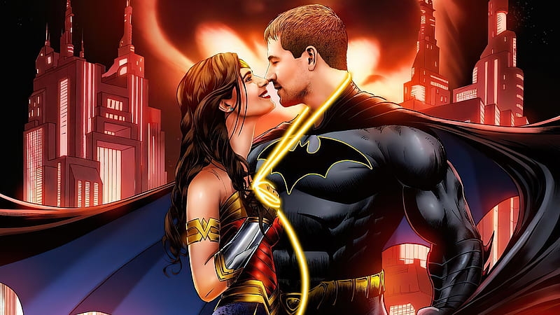 Batman And Wonder Woman Love Romance, batman, wonder-woman, superheroes, love, artist, artwork, digital-art, HD wallpaper