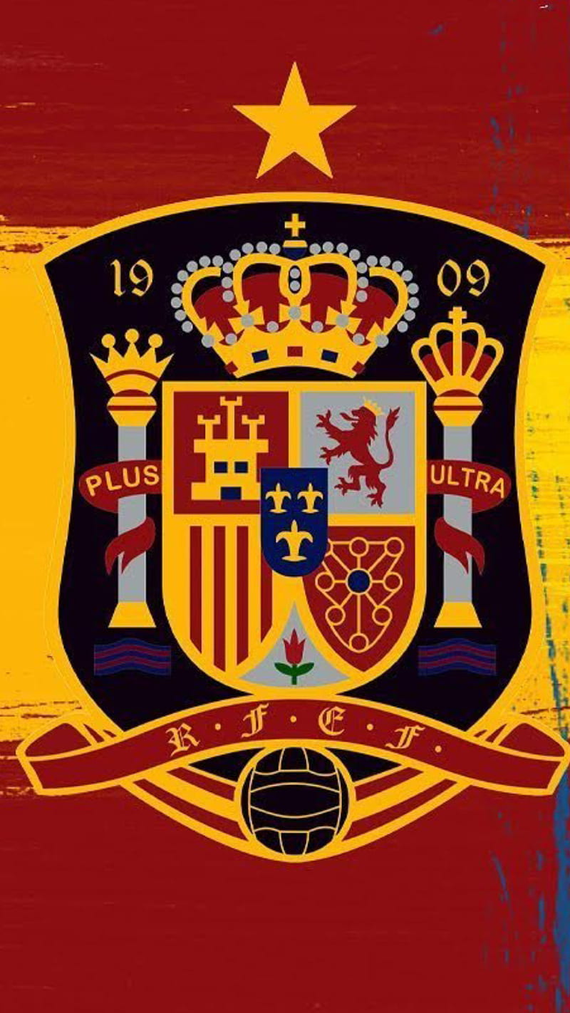Spain foot logo, 1 star, flag, football, red, roja, yellow, HD phone wallpaper