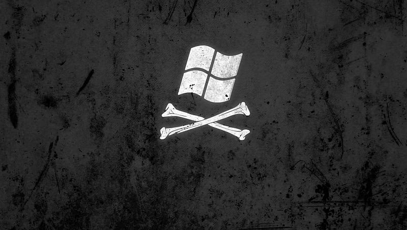 Windows pirate version, windows, logo, microsoft, bone, pirate, HD wallpaper