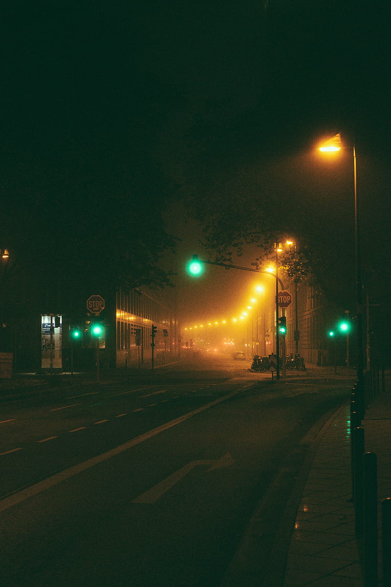 street, night, lights, lighting, dark, HD phone wallpaper