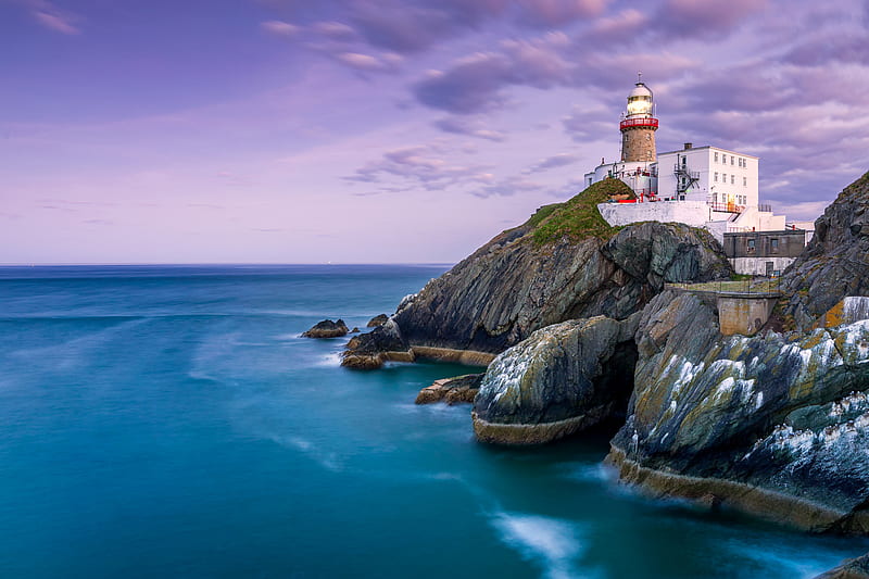 Earth, Cliff, Building , Ocean , Lighthouse, HD wallpaper