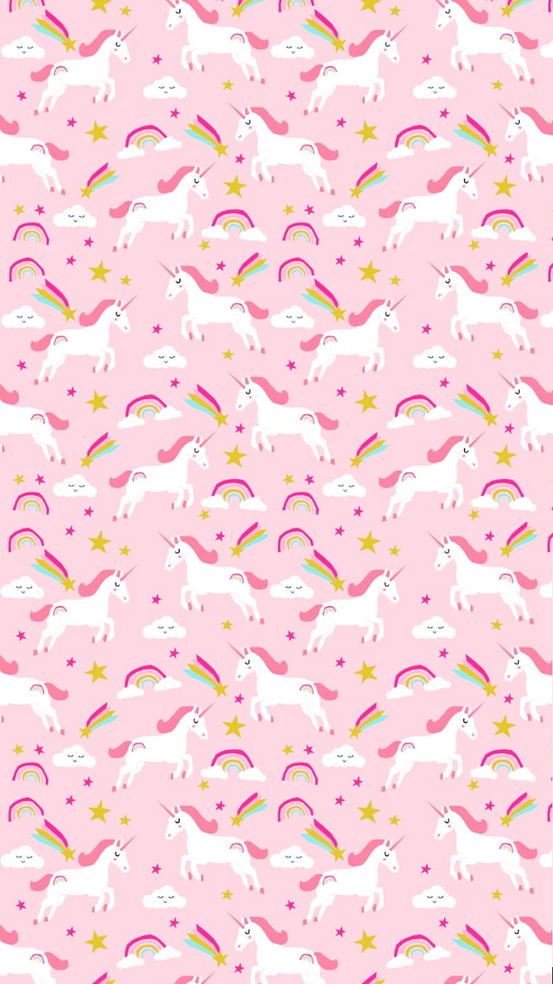 Unicorns, cute, pink, rainbows, HD phone wallpaper