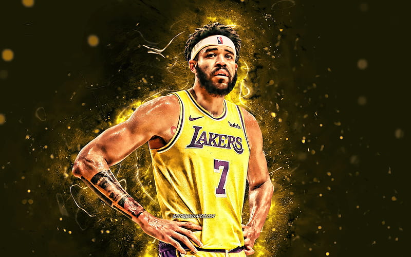 JaVale McGee 2020, NBA, Los Angeles Lakers, basketball stars, yellow neon lights, JaVale Lindy McGee, basketball, LA Lakers, creative, JaVale McGee Lakers, JaVale McGee, HD wallpaper