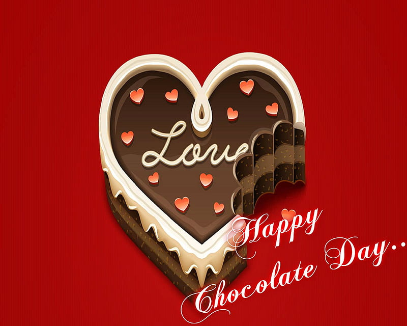 Happy chocolate day, birtay, cake, heart, love, HD wallpaper