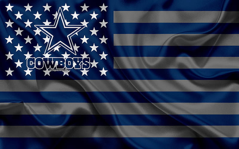 Dallas Cowboys, American football team, creative American flag, blue gray flag, NFL, Arlington, Texas, USA, logo, emblem, silk flag, National Football League, American football, HD wallpaper