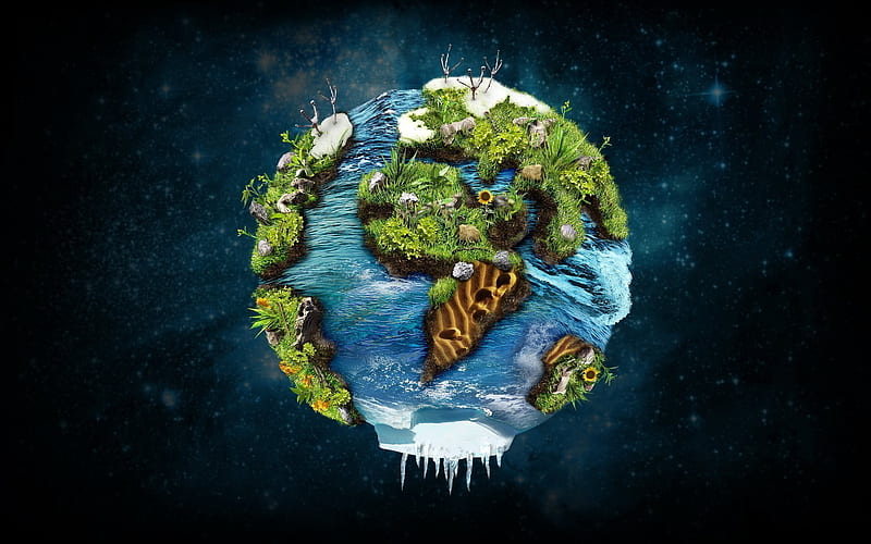 Earth, planet, ecology concept, 3d, art, HD wallpaper