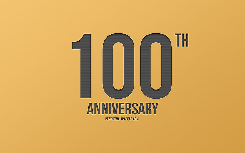 100th Anniversary sign, golden background, carbon anniversary signs, 100 Years Anniversary, stylish anniversary symbols, 100th Anniversary, creative art, HD wallpaper