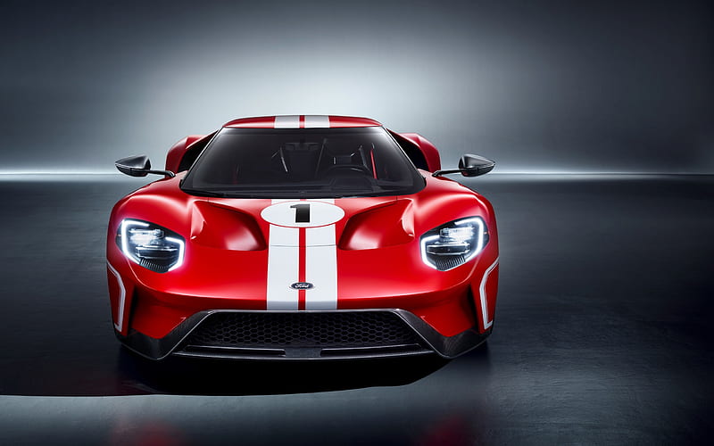 Ford GT 67, Heritage Edition, 2017, front view, sports car, red GT, american cars, Ford, HD wallpaper