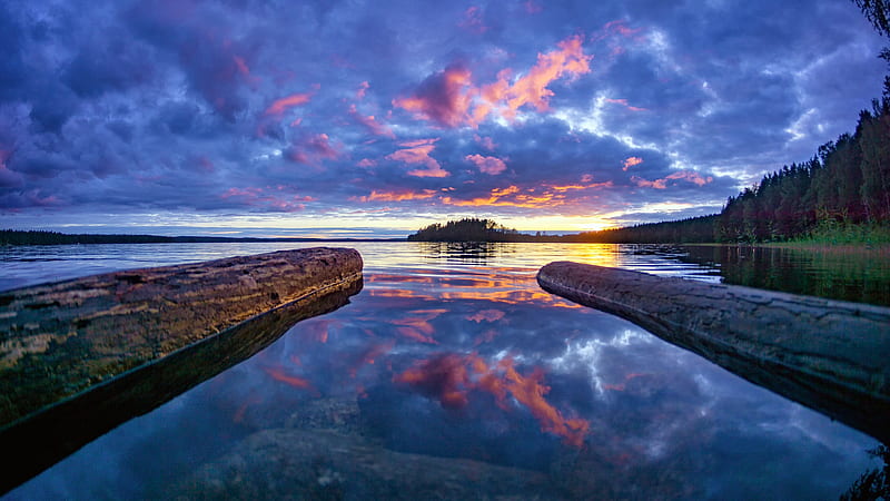 Lakes, Lake, Cloud, Reflection, Sky, Sunset, HD wallpaper