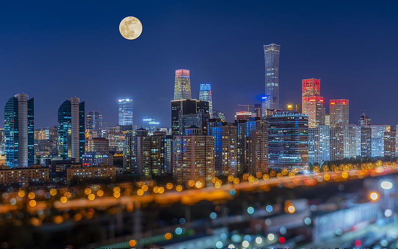 Night Beijing International Trade Building 2022 City, HD wallpaper