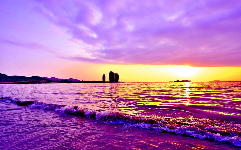 BEAUTIFUL MORNING, beach, Sanya Bay, nature, morning, Hainan, HD wallpaper
