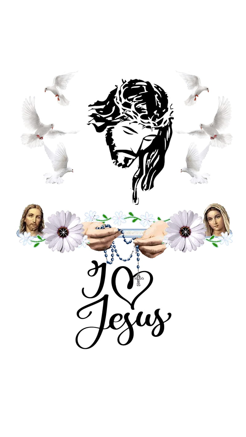 I love Jesus , christmas, doves, roses, white, HD phone wallpaper