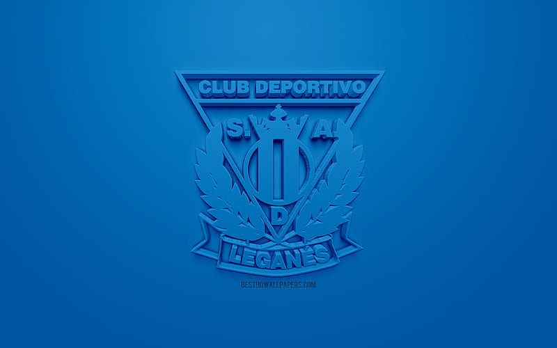 CD Leganes, creative 3D logo, blue background, 3d emblem, Spanish football club, La Liga, Leganes, Spain, 3d art, football, stylish 3d logo, HD wallpaper