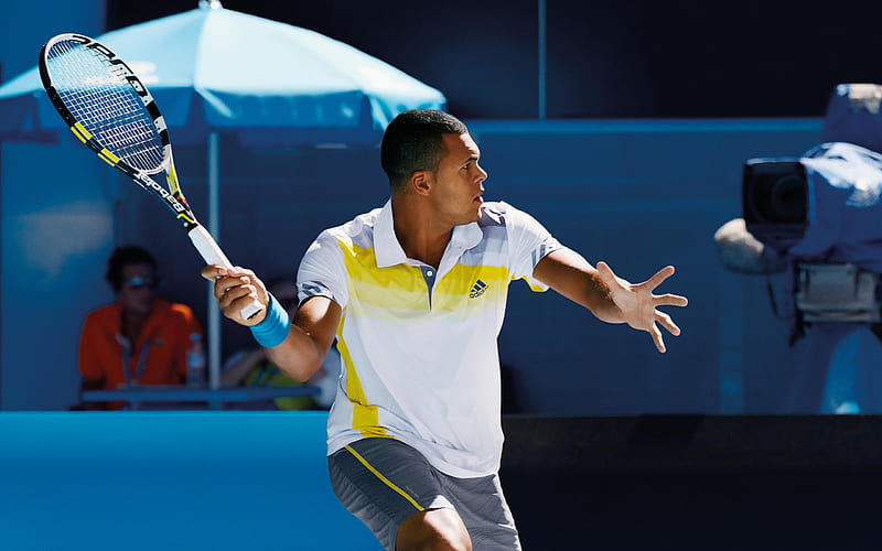 Jo-Wilfried Tsonga, Tennis, ATP, tennis court, tennis racket, French tennis player, HD wallpaper