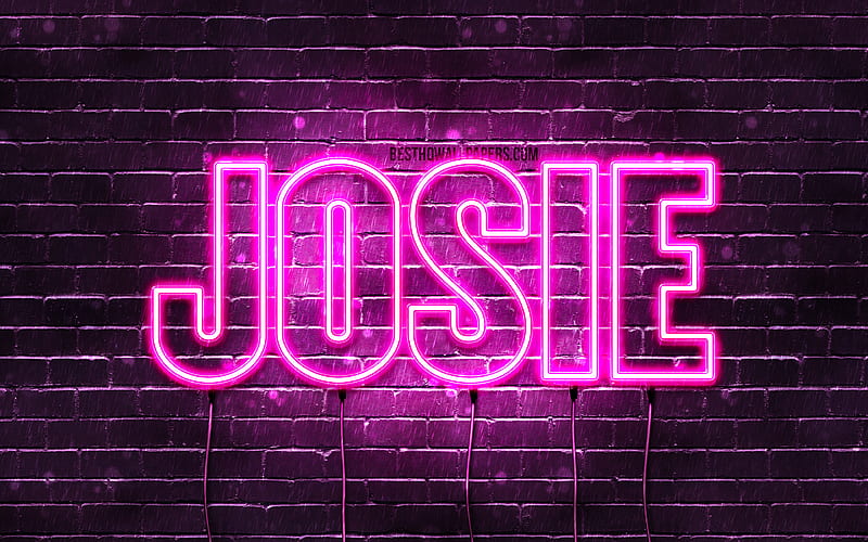 Josie with names, female names, Josie name, purple neon lights, horizontal text, with Josie name, HD wallpaper