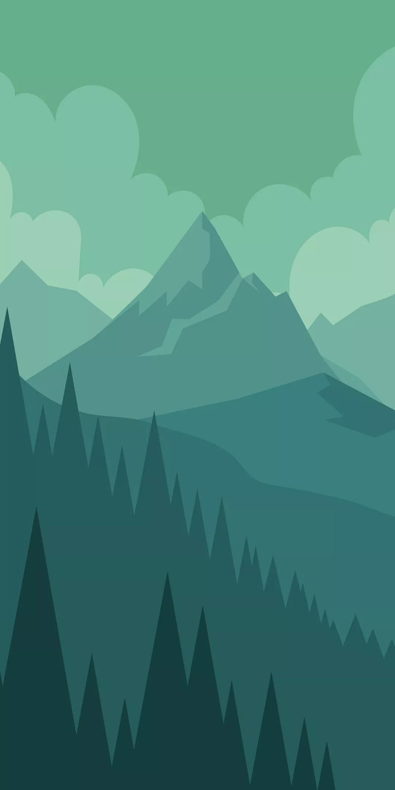 Mountains, mountain, minimal, desenho, flat, forest, HD phone wallpaper