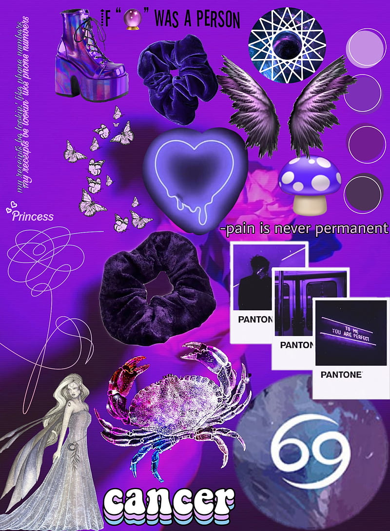 Cancer purple, zodiac, HD phone wallpaper