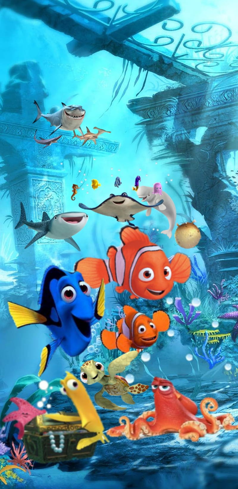 Nemo, azul, delfín, hallazgo, pez, océano, pulpo, mar, tiburón, Fondo de  pantalla de teléfono HD | Peakpx