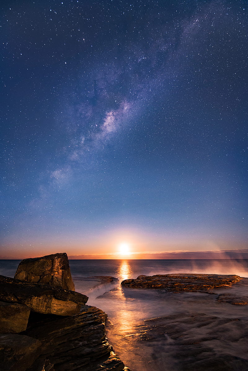 sunset, Australia, Sydney, Milky Way, stars, vertical, HD phone wallpaper