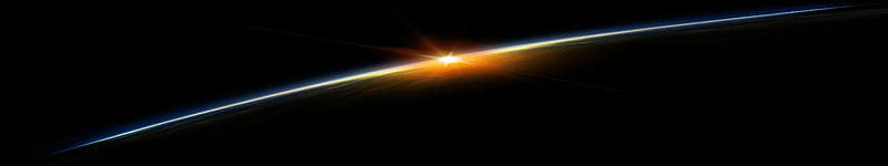 earth, triple monitor, sunlight, atmosphere, Space, HD wallpaper