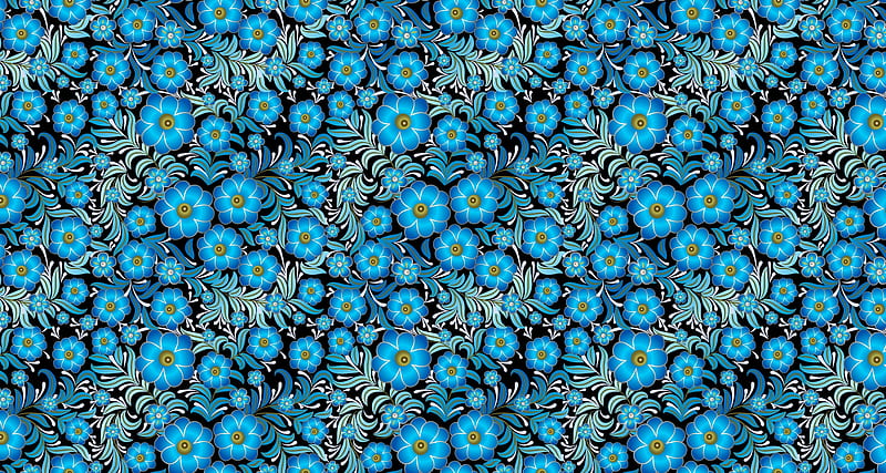 Texture, black, patern, flower, paper, blue, HD wallpaper