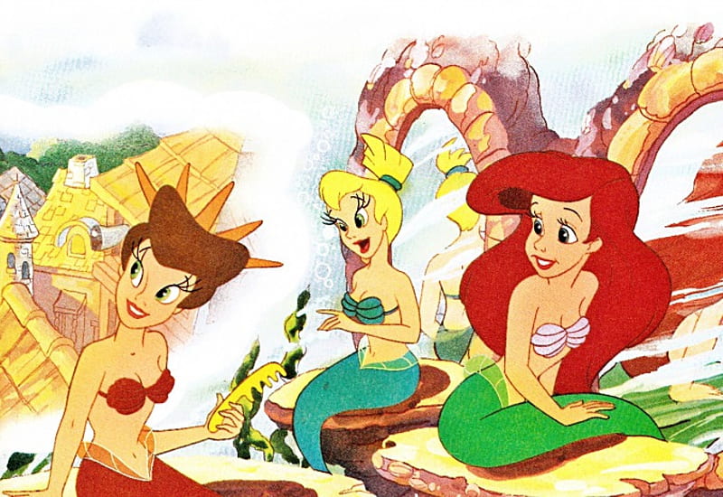 Ariel and her Sisters, Ariel, Disney, The Little Mermaid, Mermaid, HD wallpaper