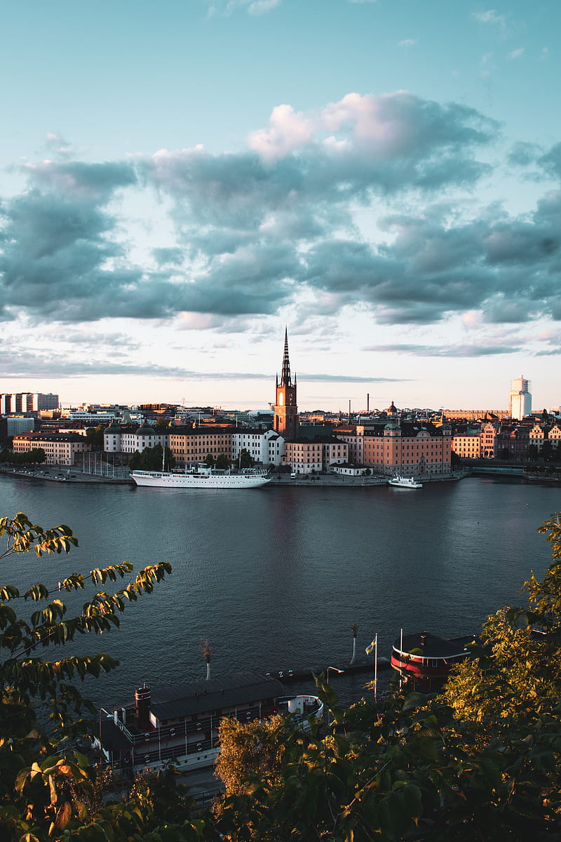 city, port, buildings, stockholm, sweden, HD phone wallpaper