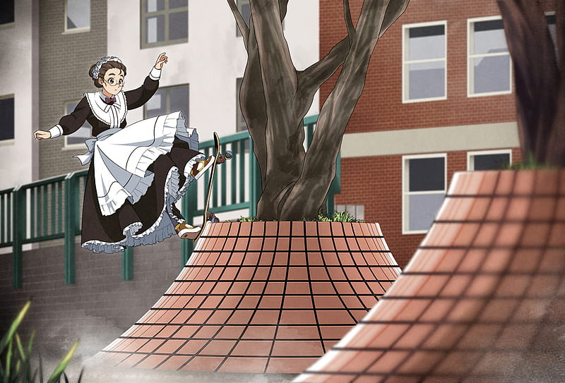 Skateboarding Maids by Suzusiro, anime skateboard cool HD wallpaper | Pxfuel