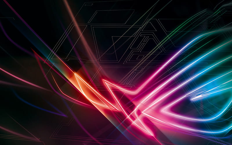 Asus Rog Neon Logo Abstract Background Republic Of Gamers Rog