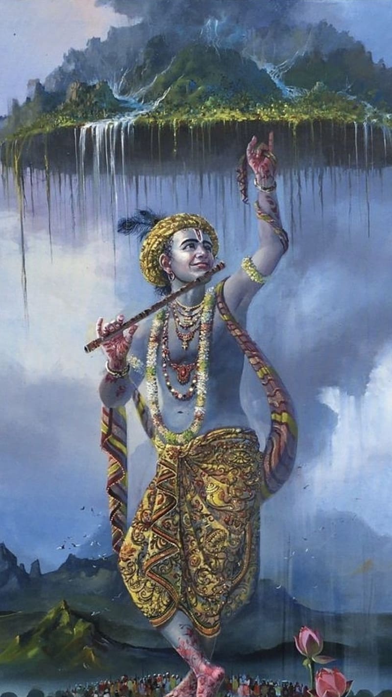 Shree Krishna, Govardhan Hill, lord, god, kanha, HD phone wallpaper