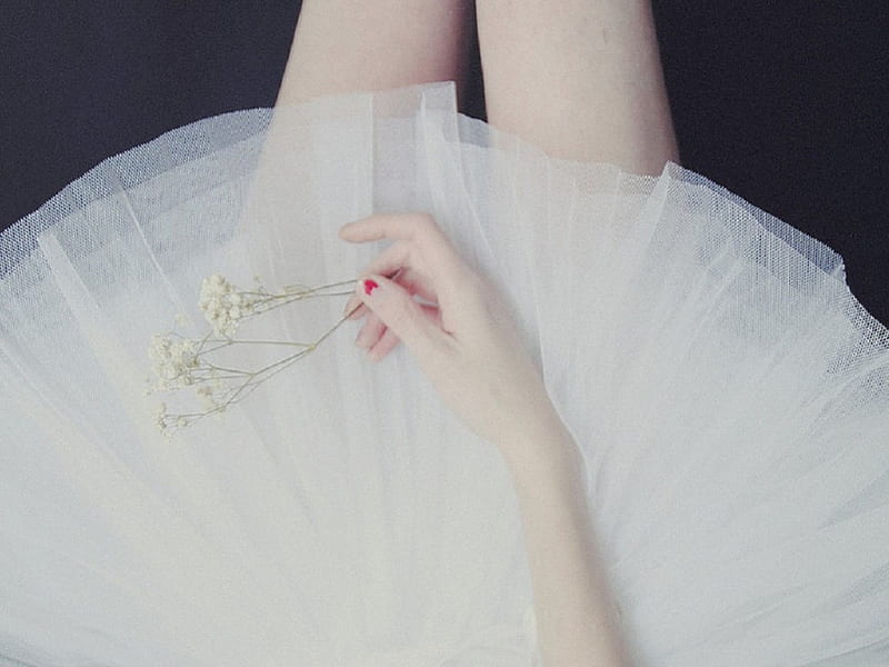 Delicate, white lace dress, legs, flower, hand, women, HD wallpaper ...