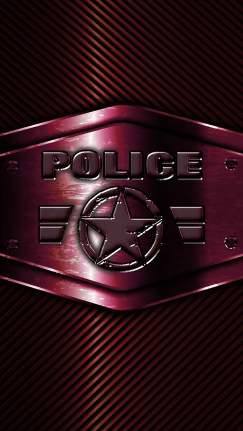 Police, logos, red, metal, star, HD phone wallpaper | Peakpx