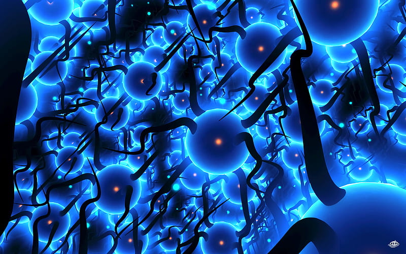 neurons, network, tangled, glow, abstraction, HD wallpaper