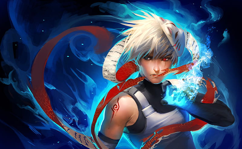 anime ninja with white hair