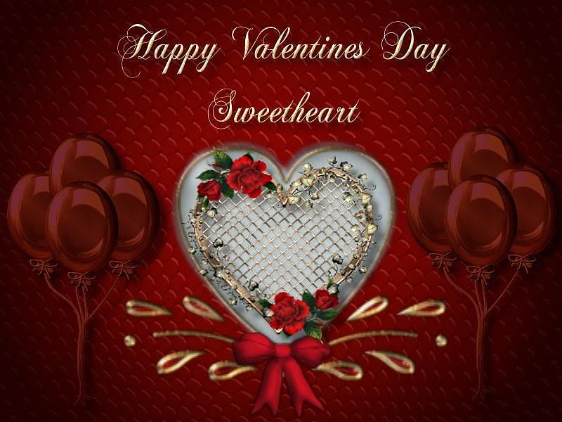 Happy Valentines Day Sweetheart, valentines, red, sweet, heart, HD wallpaper