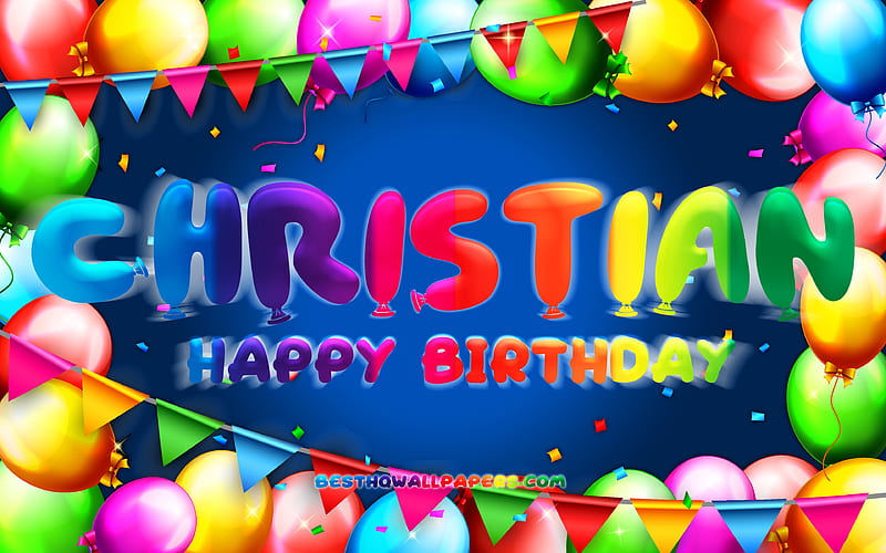 Happy Birtay Christian colorful balloon frame, Christian name, blue ...