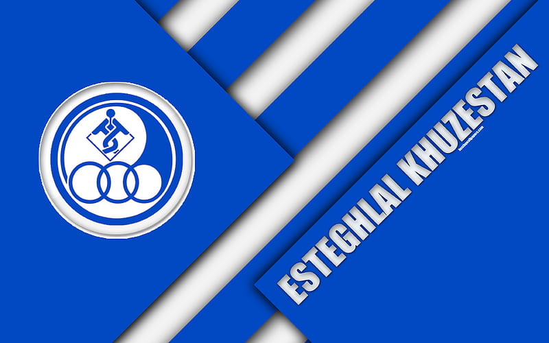 Esteghlal Khuzestan FC Iranian football club, logo, blue white abstraction, material design, emblem, Persian Gulf Pro League, Ahvaz, Iran, football, HD wallpaper