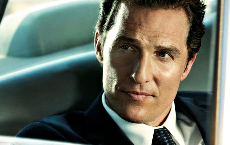 Matthew McConaughey, car, face, man, barbat, actor, HD wallpaper