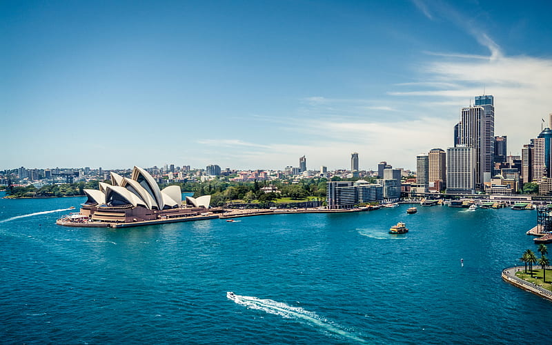 Sydney Harbour Sydney Opera, cityscapes, summer, pier, Australia, HD wallpaper