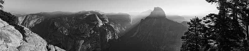 Glacier Point Yosemite National Park Black... Ultra, Black and White, Yosemite, panorama, Glacier Point, blackandwhite, halfdome, nationalpark, HD wallpaper