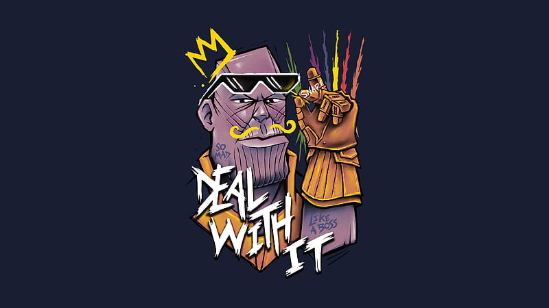 Thanos Deal With It, thanos, artwork, digital-art, superheroes, supervillain, artist, HD wallpaper