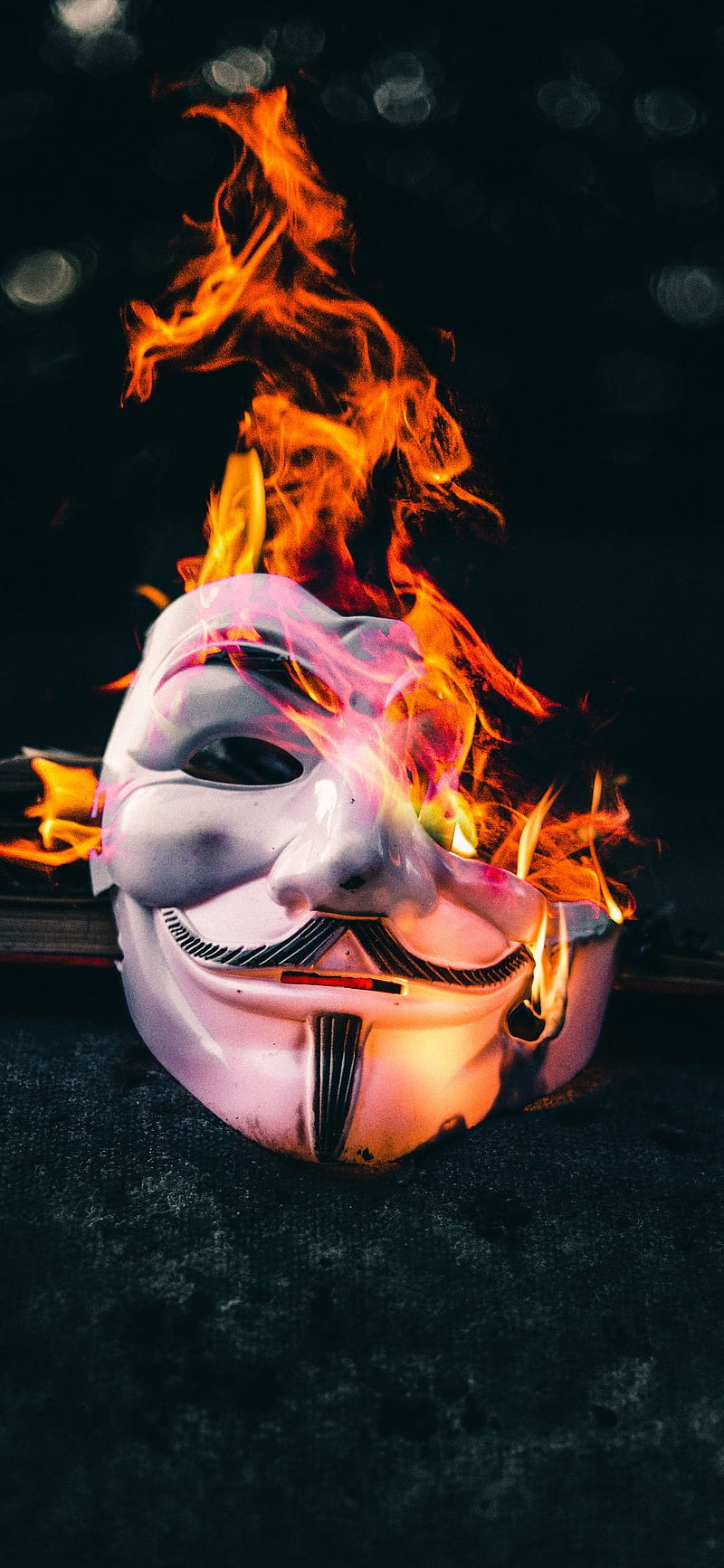 Anonim, fire, neon, HD phone wallpaper